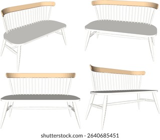 vector illustration of a wooden park bench design for sitting