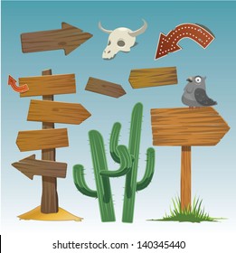 Vector illustration of Wooden plaque in the style of the Wild West for your design