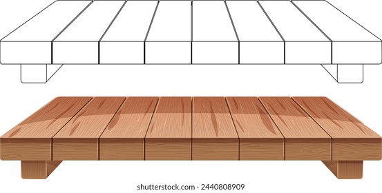 Vector illustration of a wooden platform bed