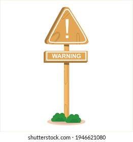 Vector illustration of a wooden road sign showing warning, logo and icon, holiday and travel themes, country, perfect for travel advertising