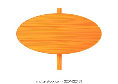 Vector illustration of wooden road sign isolated on white background. Brown wooden board icon in cartoon style. Realistic signpost. Empty wooden banner.