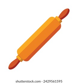 Vector of illustration wooden rolling pin on white