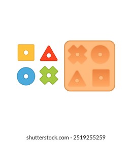 Ilustración vectorial de un juguete clasificador de forma de madera, ideal para el juego educativo de los niños.