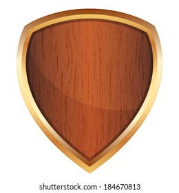 Vector illustration of wooden shield
