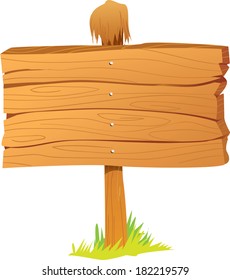 Vector illustration of wooden sign board isolated on white