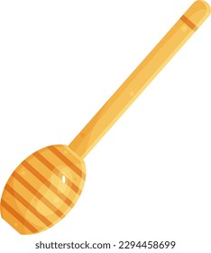 vector illustration wooden spoon for honey, ladle for honey, spoon spindle, honey dipper 