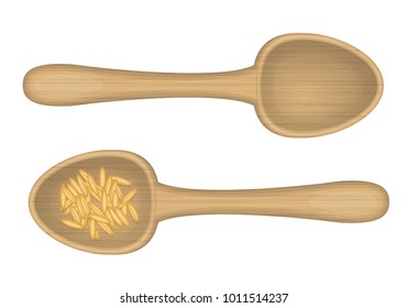 Vector illustration. Wooden spoons on a white background. Top view.
