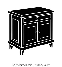 A vector illustration of a wooden storage cabinet