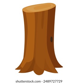 vector illustration of wooden stump object with cartoon design isolated white background, vector wooden stump as icon, element, symbol and ecosystem