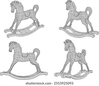 Vector illustration of a wooden swing horse children's toy design