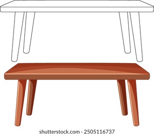 Ilustración vectorial de una mesa de madera