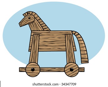 vector illustration of a wooden Trojan horse