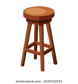 Vector of illustration wooden Walnut Bar Stool on white