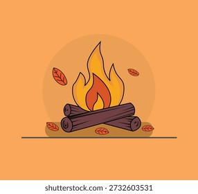 vector illustration of a woodfire 