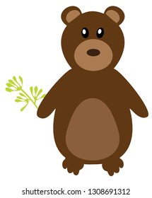 vector illustration of a woodland animal cartoon. funny bear illustration. 