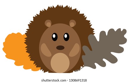 vector illustration of a woodland animal cartoon. funny hedgehog. 