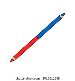Vector illustration woodworking bicolor pencil isolated on white background. 