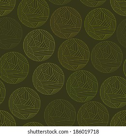 Vector illustration of wool ball. Green clew, wool yarn. Vector illustration