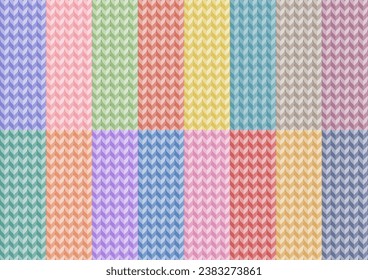 Vector illustration woolen yarn pattern. Seamless background pattern. Collection of color variations. Retro pattern.