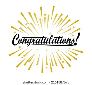 vector illustration of the word Antique "Congratulations" with halo surrounding light on white background.