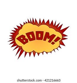 vector illustration. The word boom in a cloud of explosion.