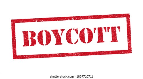 Vector Illustration Of The Word Boycott Red Ink Stamp