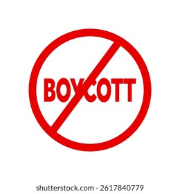 Vector illustration of the word BOYCOTT in red and white color combination