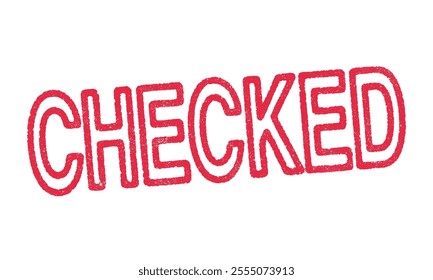 Vector illustration of the word Checked in red ink stamp