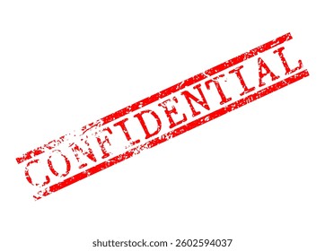 Vector illustration of the word confidential between red lines above and below on a white background. Confidential stamp.
