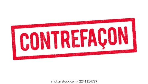 Vector illustration of the word Contrefacon (Counterfeit in French) in red ink stamp