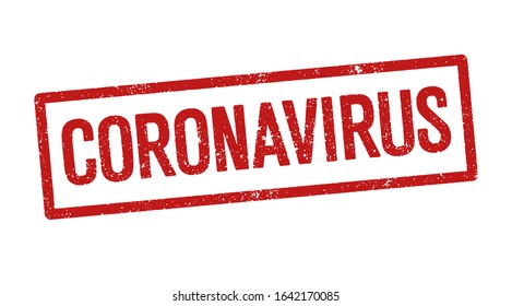 Vector illustration of the word Coronavirus in red ink stamp