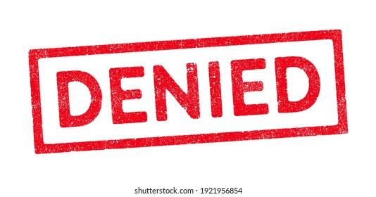 Vector illustration of the word Denied in red ink stamp