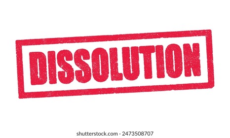 Vector illustration of the word Dissolution in red ink stamp