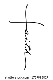 Vector illustration with the word faith forming a crucifix.