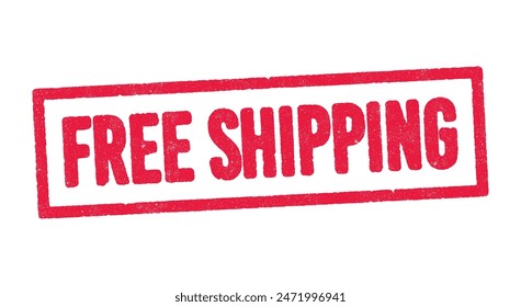 Vector illustration of the word Free Shipping in red ink stamp