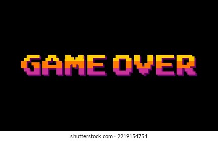 Juego de palabras de ilustración vectorial, diseño de píxeles para juegos, banner, páginas web, fondo oscuro