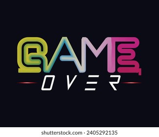 Vector Illustration word Game Over - Play Again in cyber noise glitch design. For games, banner, web pages