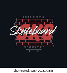 Ilustración vectorial de gráficos de palabras, skateboard, ropa creativa, adecuada para el diseño de camisetas, camisas, carteras, impresos, carteles. Intercambios globales.
