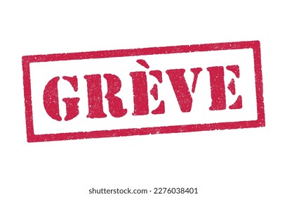 Vector illustration of the word Greve (Strike in French) in red ink stamp