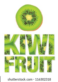 Vector illustration of the word kiwi fruit filled with a kiwi fruit pattern