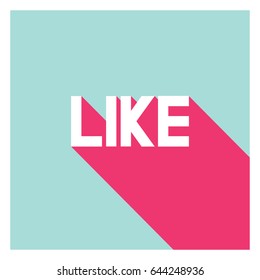 Vector illustration. The word "Like" with drop-shadow. Scrapbooking background.