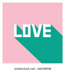 Vector illustration. The word "Love" with drop-shadow. Scrapbooking background.
