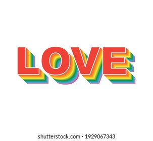 Imagen vectorial de la palabra amor y el arcoiris LGBT