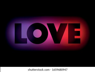 Vector illustration of the word love on colourful background, gradient mesh