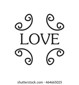 Vector an illustration with the word love and a pattern from curls doodle.For the websites invitation on a wedding, leaflets, booklets, flyers on Valentine's day.