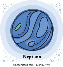 Vector-Illustration mit dem Wort "Neptun-Planet" auf Spanisch