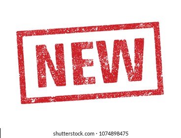 Vector illustration of the word New in red ink stamp