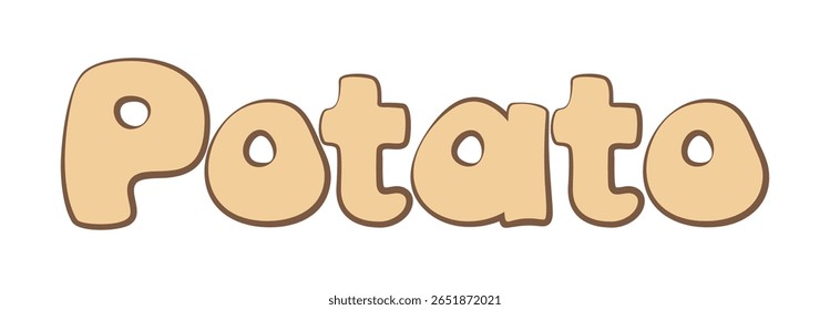 vector illustration of the word potato in a fun bold and cartoon style font, playful and rounded text logo perfect for food branding, kids’ products, farm and more. isolated on transparent background