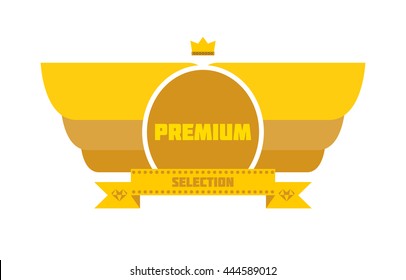 Vector illustration with the word premium logo in gold tones. Gold logo. White and gold color.