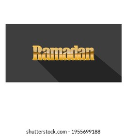 Vector illustration of the word "Ramadan" Text isolated on a dark background - Simple yet elegant Shiny Gold Text with a drop shadow effect.